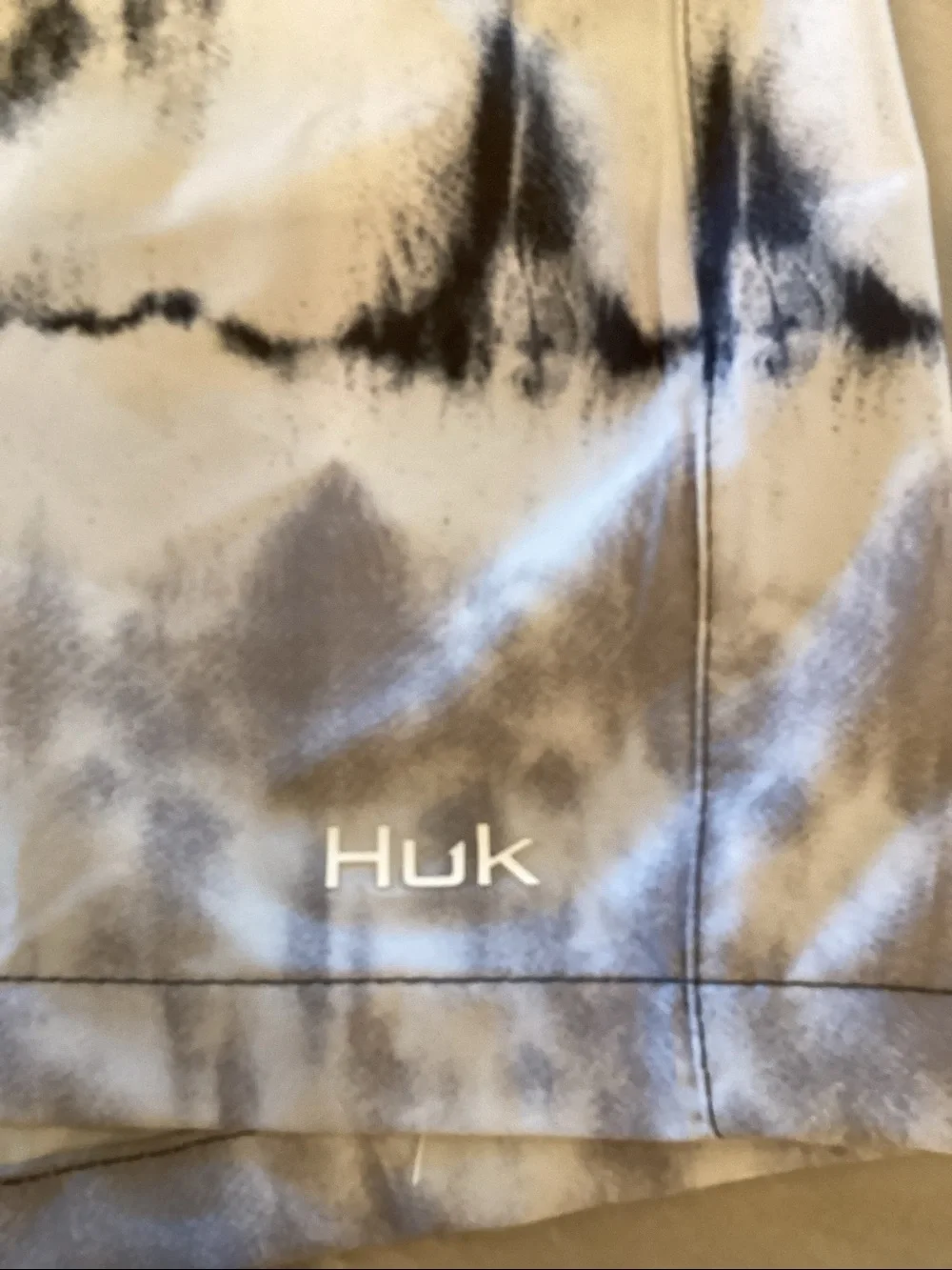 Huk Black & White Tie-Dye Swim Trunks